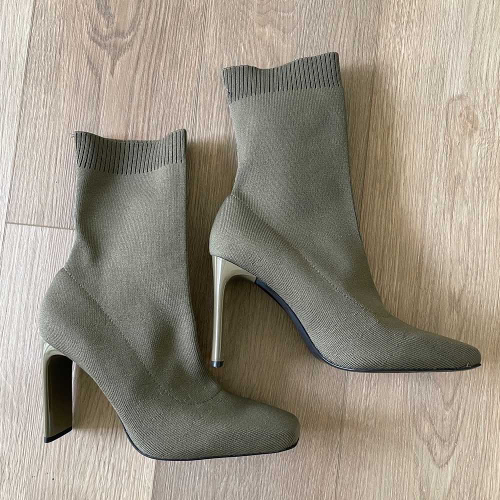Zara Olive Square-Toe Ankle Boots